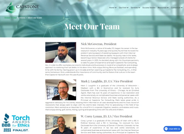 Capstone's redesigned website